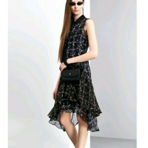 Petite Simply Vera wang print ruffle shirt dress S - Picture 14 of 14